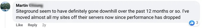 Negative SiteGround customer feedback